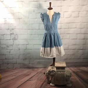 Kate Spade Dip-Dyed Denim Ruffle Trim Dress